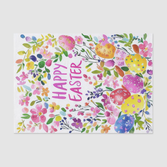 Farbenfrohe Ostereier und Blume Seidenpapier (Vorderseite)