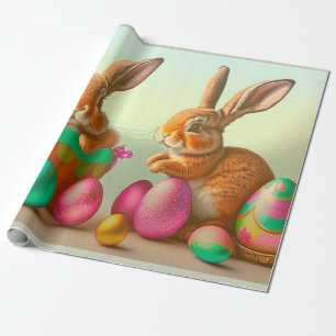 Farbenfrohe Ostereier und Hasen Sammlung Geschenkpapier