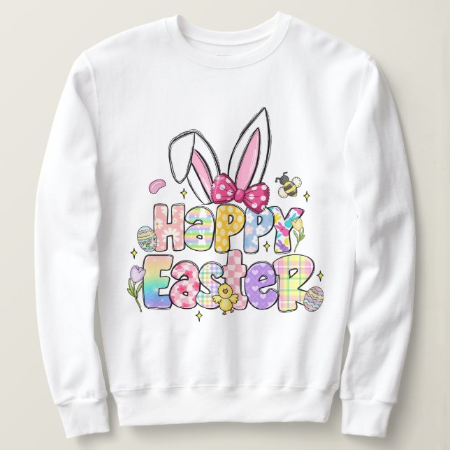 Farbenfrohe Osterfeier Bunny Spring Floral Sweatshirt (Design vorne)