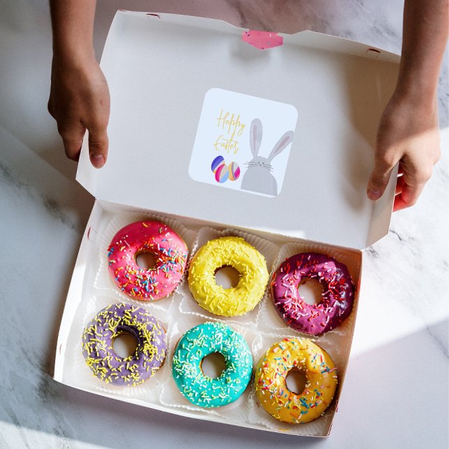 Farbenfrohe Osterhasen-Aufkleber Quadratischer Aufkleber (Von Creator hochgeladen)