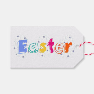 Farbenfrohe „Ostern“-Beschriftung  Geschenkanhänger