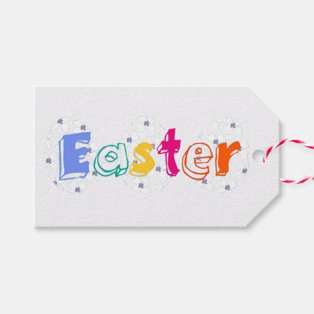Farbenfrohe „Ostern“-Beschriftung  Geschenkanhänger (Vorderseite (Horizontal))