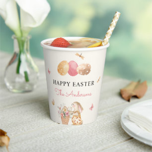 Farbenfrohe Ostern Bunny Easter Egg Party Pappbecher