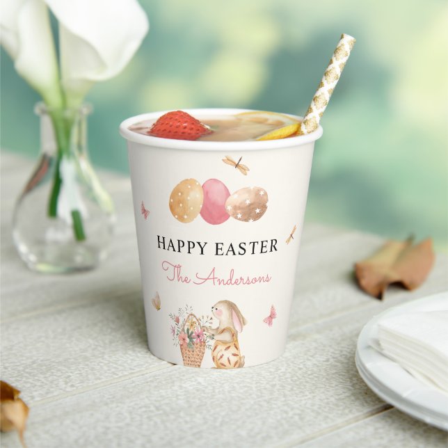 Farbenfrohe Ostern Bunny Easter Egg Party Pappbecher (In Situ)