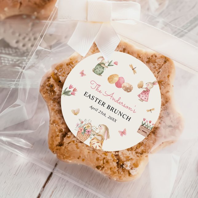 Farbenfrohe Ostern Bunny Easter Egg Party Runder Aufkleber (Von Creator hochgeladen)