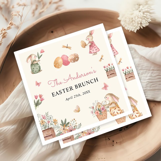 Farbenfrohe Ostern Bunny Easter Egg Party Serviette (Von Creator hochgeladen)