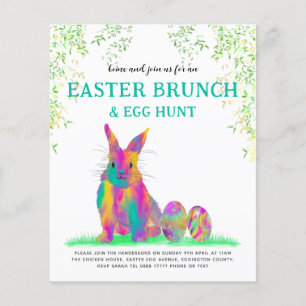 Farbenfrohe Ostern Bunny Egg Hunt und Brunch Flyer