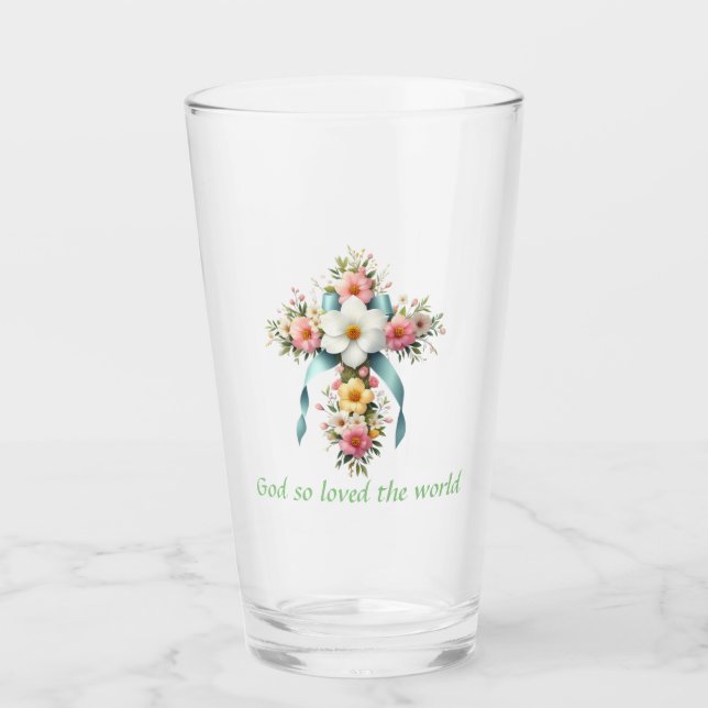 Farbenfrohe Ostern/Frühlingskreuz Glas (Vorderseite)