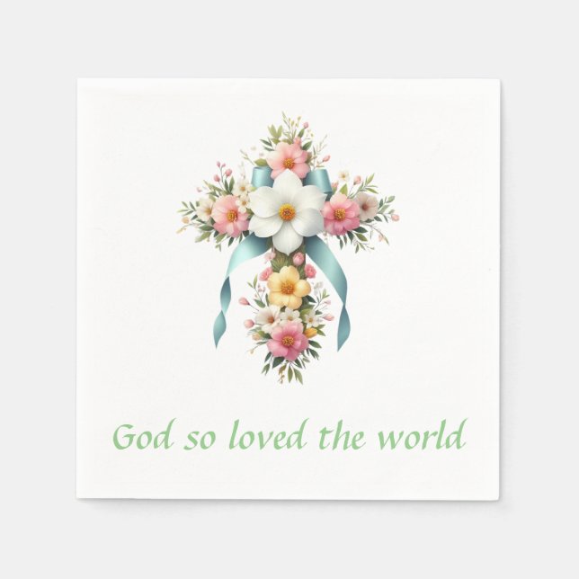 Farbenfrohe Ostern/Frühlingskreuz Serviette (Vorderseite)