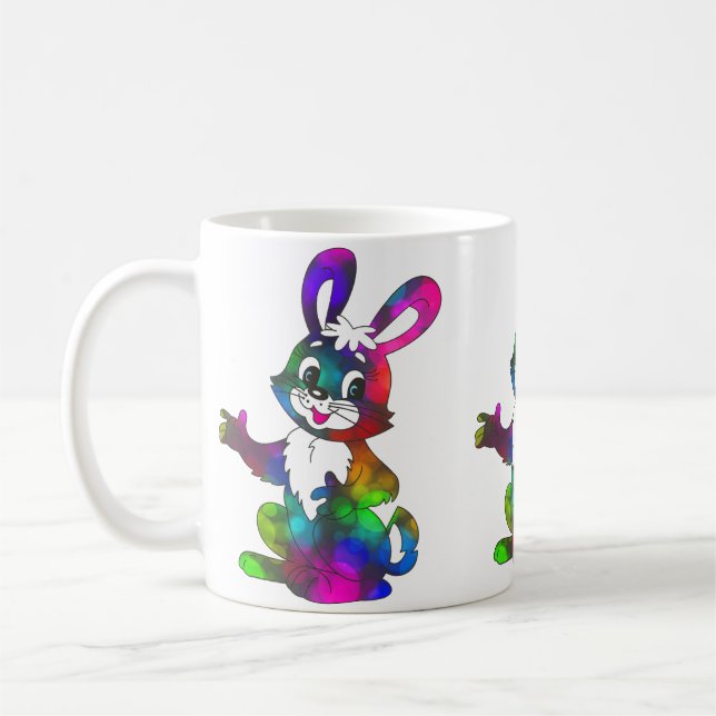 Farbenfrohe Ostern Sonnige Tasse mit Schokolade (Links)