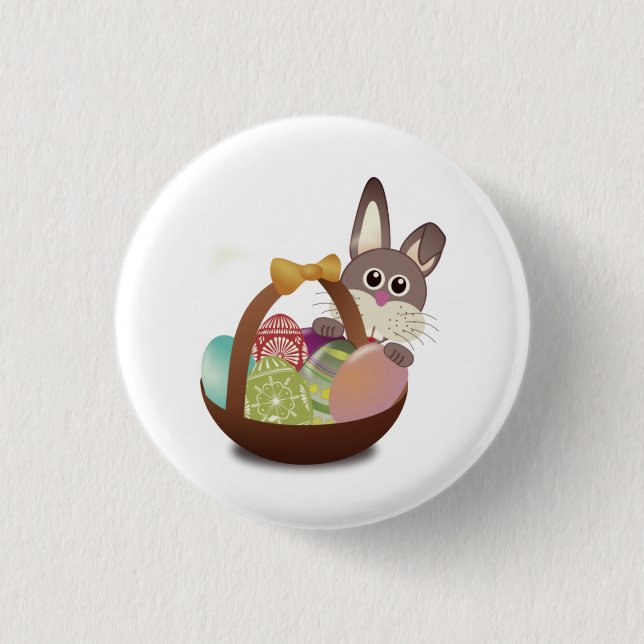 Farbenfrohe Ostersonne und Eier Button (Vorderseite)