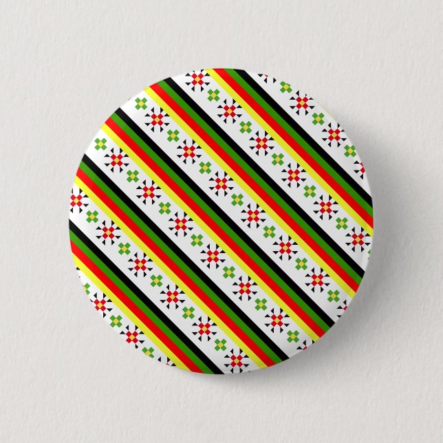Farbenfrohe östliche Muster-Nummernschild Button (Vorderseite)