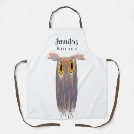 Farbenfrohe Owl Aquarellmalerei Lange Schürze