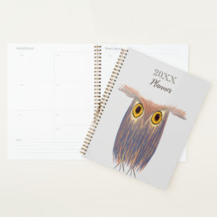 Farbenfrohe Owl Wasserfarbenmalerei Planer