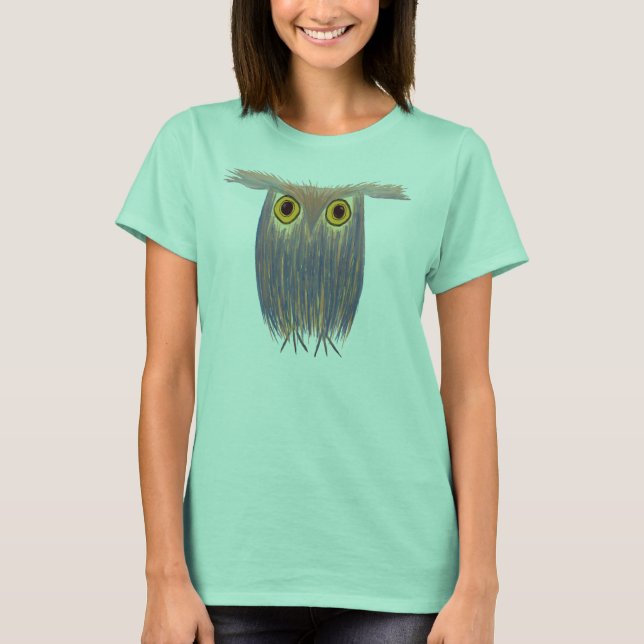 Farbenfrohe Owl Wasserfarbenmalerei T-Shirt (Vorderseite)