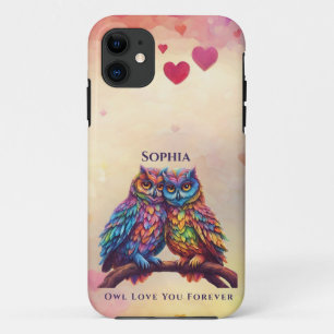 Farbenfrohe Owls-Love Birds-Valentinstag Case-Mate iPhone Hülle