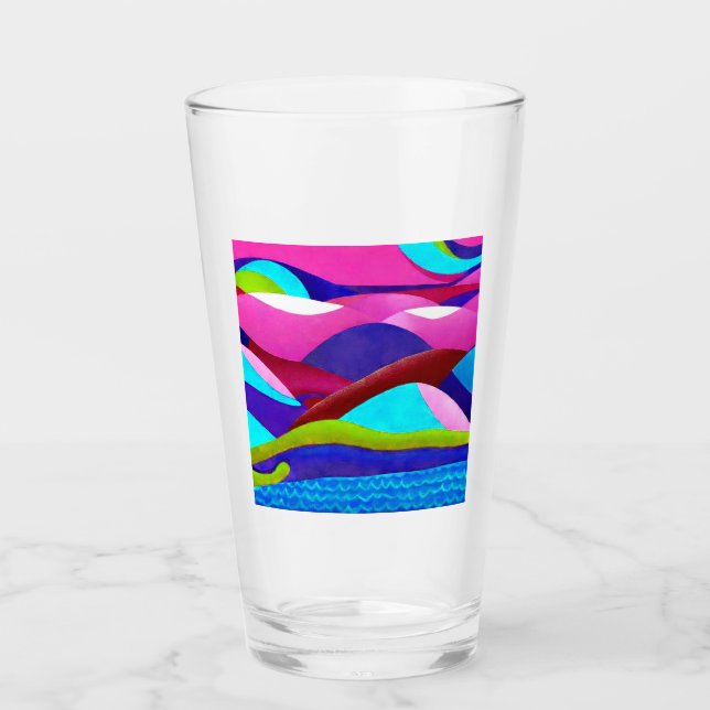 Farbenfrohe Ozeanberge Glas (Vorderseite)