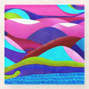 Farbenfrohe Ozeanberge Glasuntersetzer