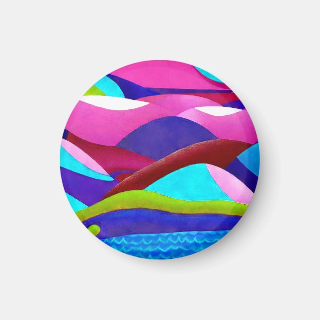 Farbenfrohe Ozeanberge Magnet (Vorne)