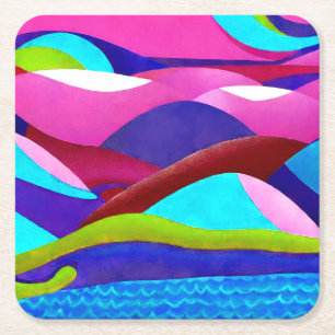 Farbenfrohe Ozeanberge Rechteckiger Pappuntersetzer