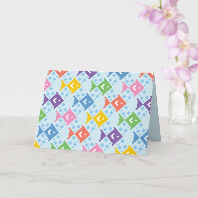 Farbenfrohe Ozeanfische Muster geklappte Grußkarte Karte (Orchidee)