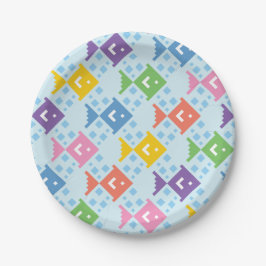 Farbenfrohe Ozeanfische Pappteller