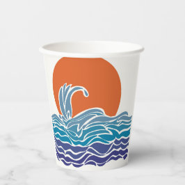 Farbenfrohe Ozeanwellen mit schönem Sonnenuntergan Pappbecher