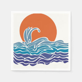 Farbenfrohe Ozeanwellen mit schönem Sonnenuntergan Serviette