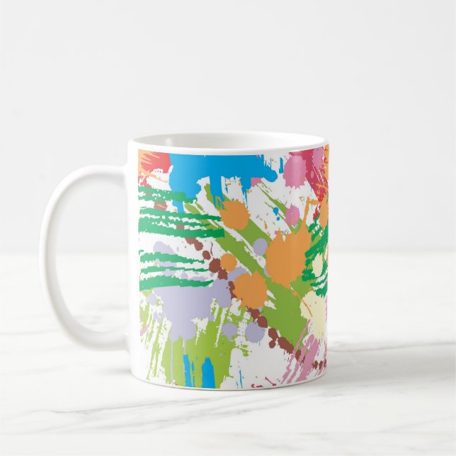 Farbenfrohe Paint Blotches und Splats Kaffeetasse (Links)