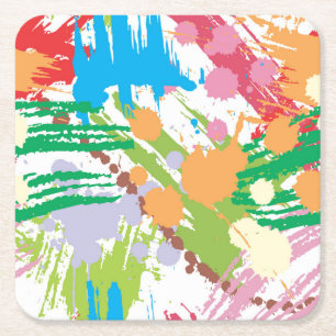 Farbenfrohe Paint Blotches und Splats Rechteckiger Pappuntersetzer