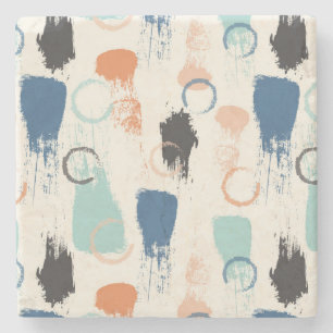 Farbenfrohe Paint Blotches und Splats Steinuntersetzer