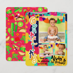 Farbenfrohe Paint Fiesta Gracias Vielen Dank Foto Einladung