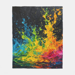 Farbenfrohe Paint Splash Fleecedecke