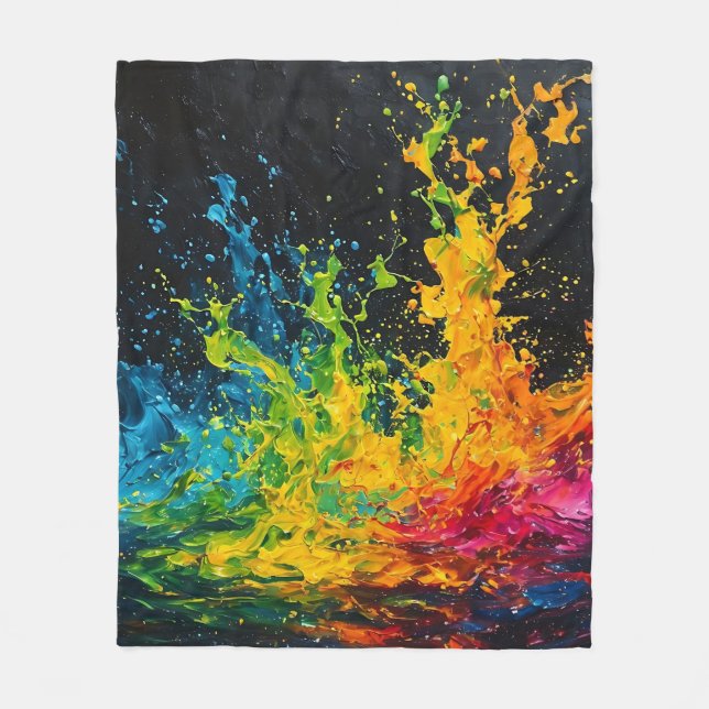 Farbenfrohe Paint Splash Fleecedecke (Vorderseite)