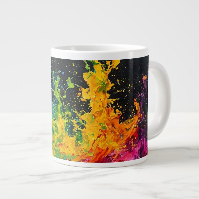 Farbenfrohe Paint Splash Jumbo-Tasse (Vorderseite Rechts)