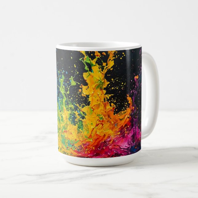 Farbenfrohe Paint Splash Kaffeetasse (VorderseiteRechts)