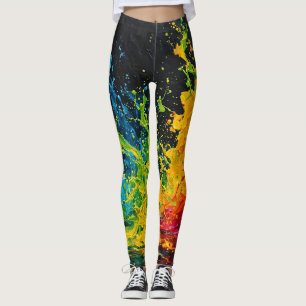 Farbenfrohe Paint Splash Leggings