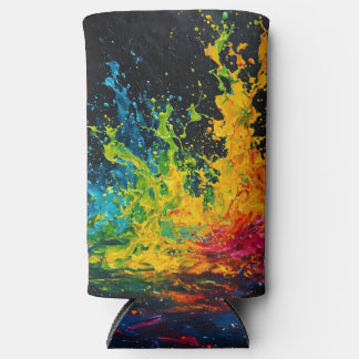 Farbenfrohe Paint Splash Selters Dosenkühler
