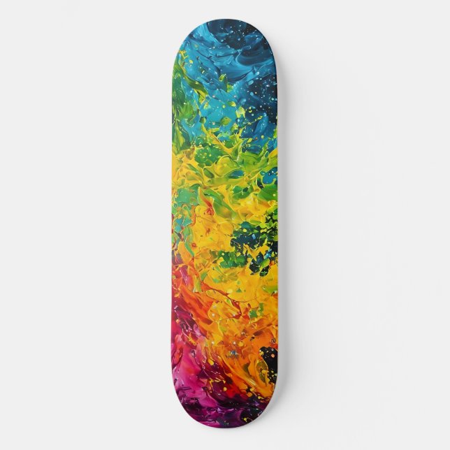 Farbenfrohe Paint Splash Skateboard (Vorderseite)