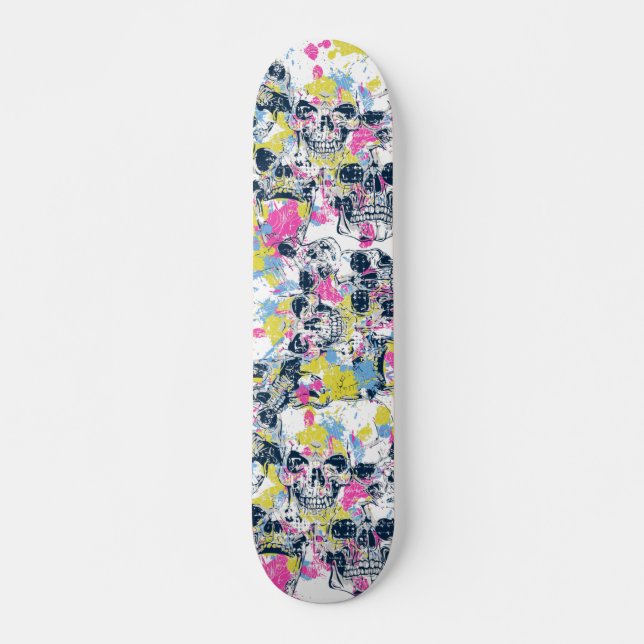 Farbenfrohe Paint Splash Skull Design | Skateboard (Vorne)