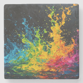 Farbenfrohe Paint Splash Steinuntersetzer