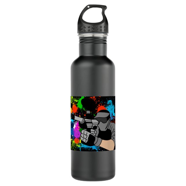 Farbenfrohe Paintball-Motif Edelstahlflasche (Vorderseite)