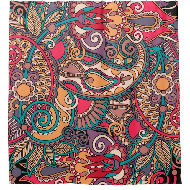 Farbenfrohe Paisley Blumenzauberkunst Duschvorhang (Vorderseite)