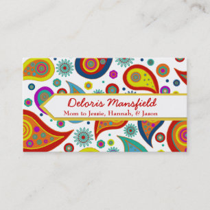 Farbenfrohe Paisley Custom Mommy Card Telefonnummerkarte