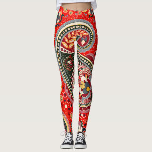 Farbenfrohe Paisley Indian Seamless Patches Leggings