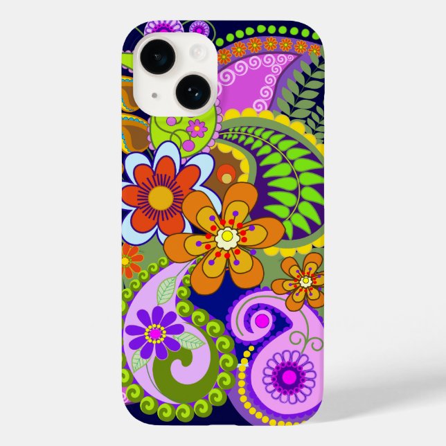 Farbenfrohe Paisley-Muster und Blume Case-Mate iPhone Hülle (Rückseite)