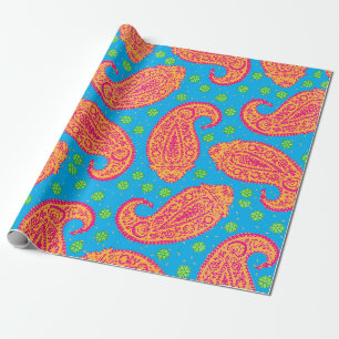 Farbenfrohe Paisley-Musterpapier Geschenkpapier