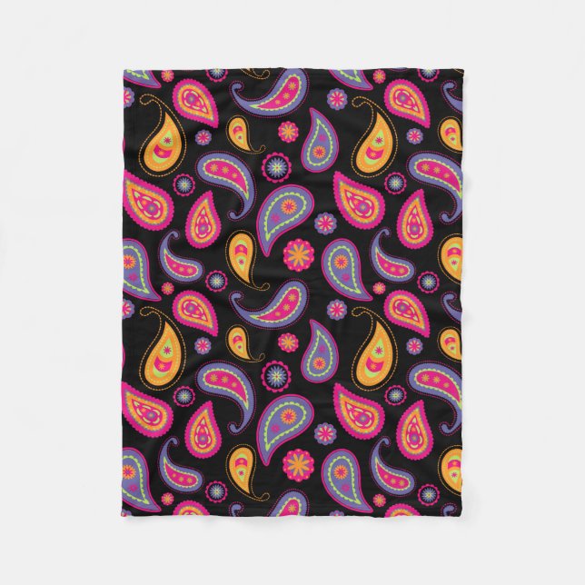 Farbenfrohe Paisley nahtloses Muster Fleecedecke (Vorderseite)