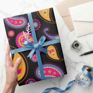 Farbenfrohe Paisley nahtloses Muster Geschenkpapier