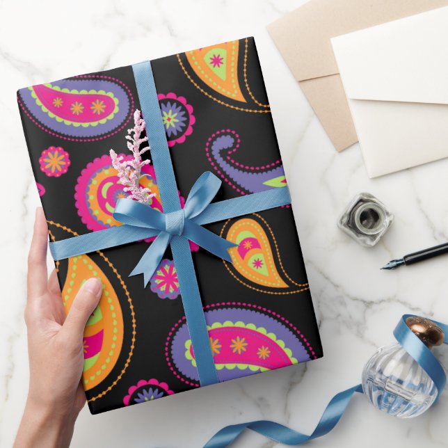 Farbenfrohe Paisley nahtloses Muster Geschenkpapier (Schenken)